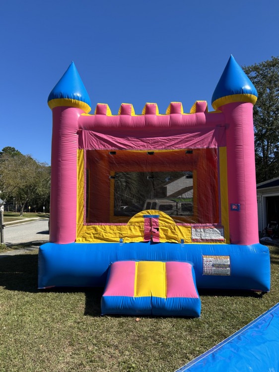 Pink bounce house